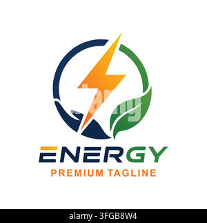 Modern Renewable Energy Power Logo For Professional Green Tech Branding Stock Vector
