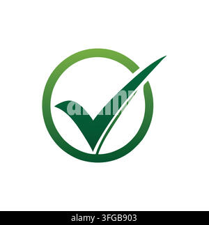 Modern Green Circle Check Mark Logo For Professional Business Verification Stock Vector