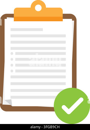 Clipboard with check mark icon isolated on background stock illustration Stock Vector