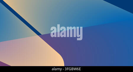 Modern abstract geometric background featuring overlapping diagonal round shapes in blue, purple, and warm beige gradient tones. This minimalist digit Stock Vector