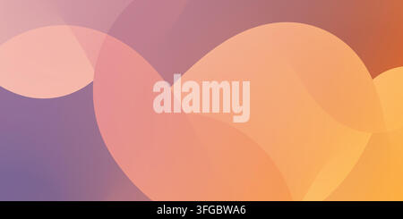 Abstract illustration featuring smooth overlapping organic curves in a gradient palette of orange, peach, purple, and pink. The soft flowing shapes cr Stock Vector