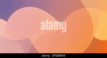 Abstract illustration featuring smooth overlapping organic curves in a gradient palette of orange, peach, purple, and pink. The soft flowing shapes cr Stock Vector