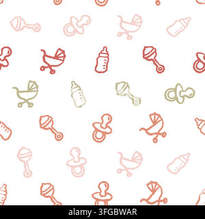 Baby Items Seamless Pattern. Vector seamless pattern illustration Stock Vector