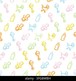 Baby Items Seamless Pattern. Vector seamless pattern illustration Stock Vector