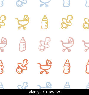 Baby Items Seamless Pattern. Vector seamless pattern illustration Stock Vector