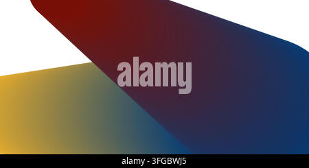 Abstract gradient illustration featuring smooth diagonal color fields transitioning from deep red to blue and warm yellow against a clean white backgr Stock Vector