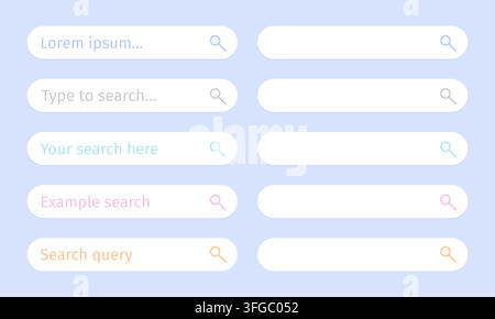 Search Bar UI Set Modern Address Field Template Vector Stock Vector