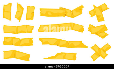 Adhesive tape pieces set. Duct scotch tape for photo collage. Stock Vector