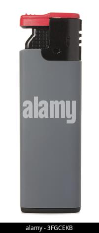 One grey gas lighter isolated on white Stock Photo