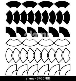 Abstract curved geometric segment arch block set vector shape. eps 10. Stock Vector