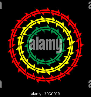 Abstract rasta color circular saw blade frame vector shape. eps 10. Stock Vector