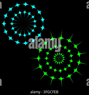 Geometric spirograph star sparkle mandala set with colorful vector shape. eps 10. Stock Vector