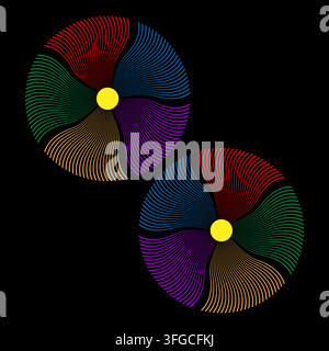 Abstract colorful fine line spirograph mandala vector shape. eps 10. Stock Vector