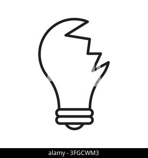 Lightbulb broken crack fail bad idea vector icon. eps 10. Stock Vector