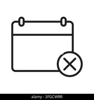 Calendar cancel cross decline schedule vector icon. eps 10. Stock Vector
