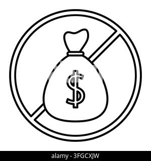 Money bag forbidden no finance debt crisis vector icon. eps 10. Stock Vector