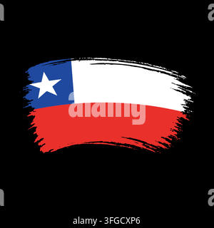 Detailed Chile flag representation with brush stroke texture patriotic emblem Stock Vector