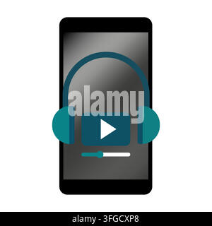 Smartphone headphone music player audio tech vector icon. eps 10. Stock Vector