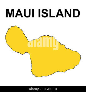 Maui island map symbol shape, travel web flat concept icon vector illustration . Stock Vector
