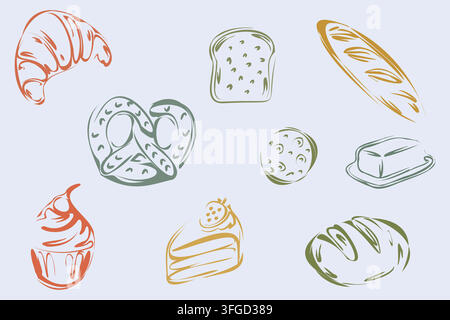 Bakery Outline Set Stock Vector
