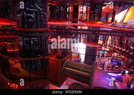 (260912) -- BEIJING, Sept. 12, 2026 (Xinhua) -- This photo taken on June 20, 2025 shows an interior view of the SoReal sci-fi Park transformed from No. 1 blast furnace of Shougang Park, in Beijing, capital of China. Beijing's Shougang Park saw its last blast furnace shut down in 2010, marking the end of more than a century of steelmaking. After more than a decade of transformation, the former industrial site now blends preserved steel structures with modern architecture and green spaces. The park hosted the Big Air Shougang, a landmark venue of the Beijing 2022 Winter Olympics, and has sinc Stock Photo