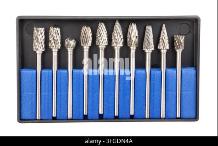 multitool bits milling cutter set path isolated on white Stock Photo
