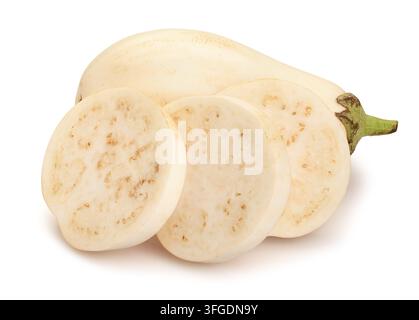 sliced white eggplant path isolated on white Stock Photo