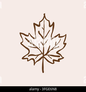 Maple leaf outline sketch. Vector line illustration, icon. Isolated clipart Stock Vector