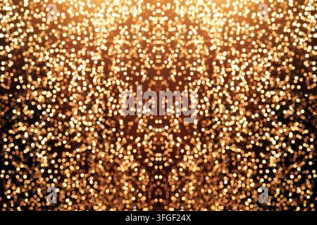 Golden bokeh lights background with festive sparkle and warm holiday celebration mood for parties Stock Photo
