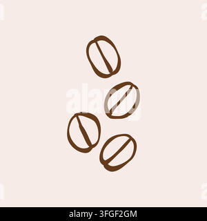 Coffee beans isolated outline illustration. Icon, sketch. Line art. Vector illustration Stock Vector