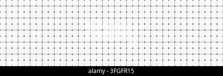 Seamless cross grid on white bg. Black square millimeter paper with intersection markers. Blueprint style sheet. Vector FUI grid for technical drawing Stock Vector