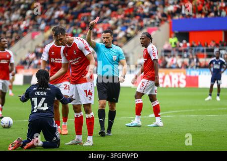 Salford City #14 Abraham Odoh & Walsall FC #7 Tai Sodje battle in the ...