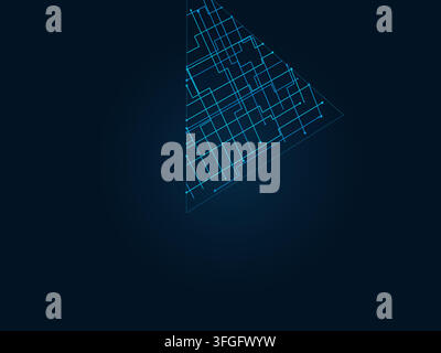 Abstract futuristic pyramid structure rendered as a clean geometric network background Stock Vector