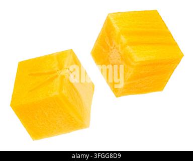 Kaki pulp slices isolated on white background Stock Photo