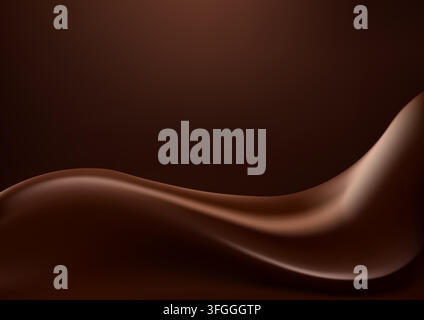Dark chocolate brown and coffee tones form an abstract gradient background with a smooth satin wave flowing along the bottom and soft highlights frami Stock Vector