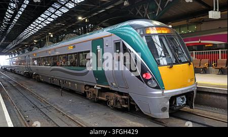 Iarnród Éireann Class 22000 InterCity Railcar at Dublin Connolly showing Droichead Nua/Newbridge. Stock Photo