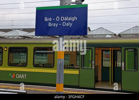 DART electric train at Bray Daly station, County Wicklow, Ireland. Stock Photo