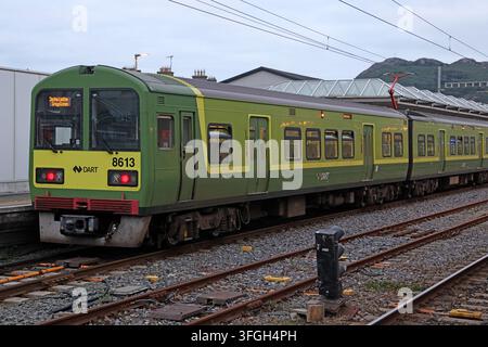 DART electric train 8613 at Bray Daly station, County Wicklow, for services towards Greystones, Ireland. Stock Photo
