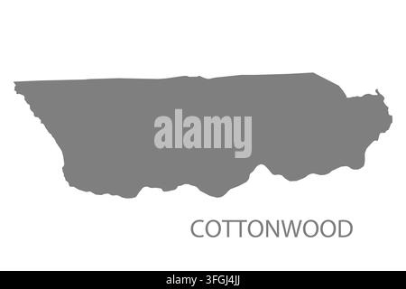 Modern flat vector map of Cottonwood, California, United States. Detailed city boundary silhouette in grey on a white background. Stock Vector