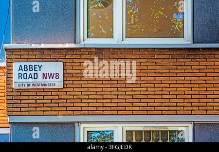 Abbey Road NW8 Street Sign, Abbey Road, St Johns Wood, London, England Stock Photo