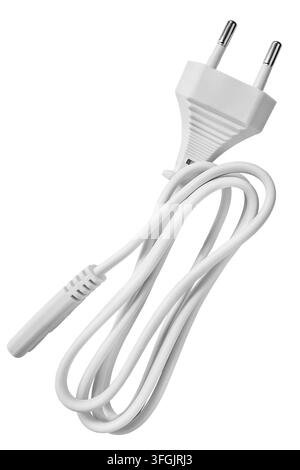 European standard electrical plug cable isolated on white background Stock Photo