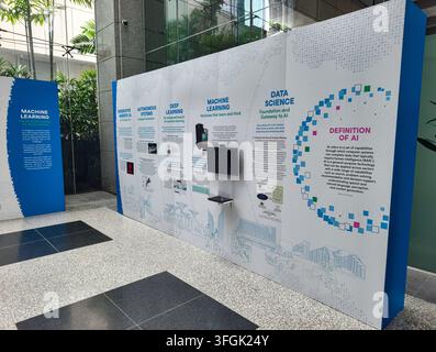 educational exhibition “AI for Cities” at the Urban Lab, featuring panels on data science, machine learning, deep learning, Singapore Stock Photo
