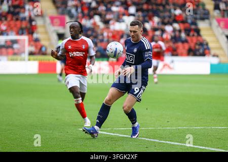 Salford City #9 Macaulay Langstaff at warm up during the Sky Bet League ...
