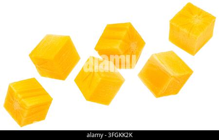 Kaki pulp slices isolated on white background Stock Photo