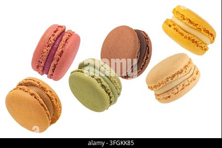 Macarons cookies mix isolated on white background Stock Photo