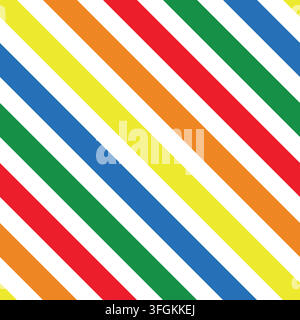 Vector colorful abstract striped seamless pattern. Bright geometric diagonal lines background with repeat modern stripes texture for trendy wrapping Stock Vector