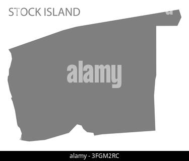 Modern flat vector map of Stock Island, Florida, United States. Detailed city boundary silhouette in grey on a white background. Stock Vector