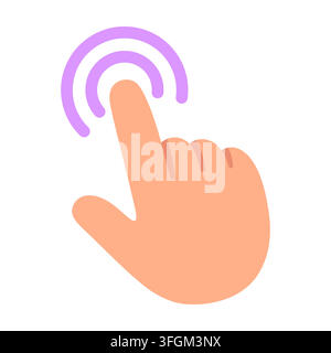 Touch hand icon, finger tap. Simple, minimal flat cartoon vector illustration. Stock Vector