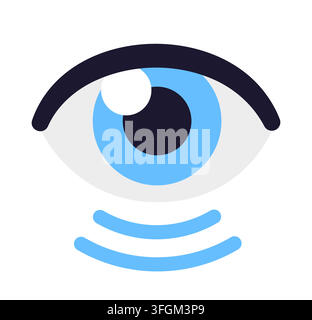 Eye and vision icon with seeing lines. Simple, minimal flat cartoon vector illustration. Stock Vector