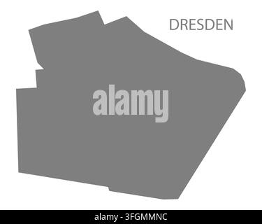 Modern flat vector map of Dresden, New York, United States. Detailed city boundary silhouette in grey on a white background. Stock Vector